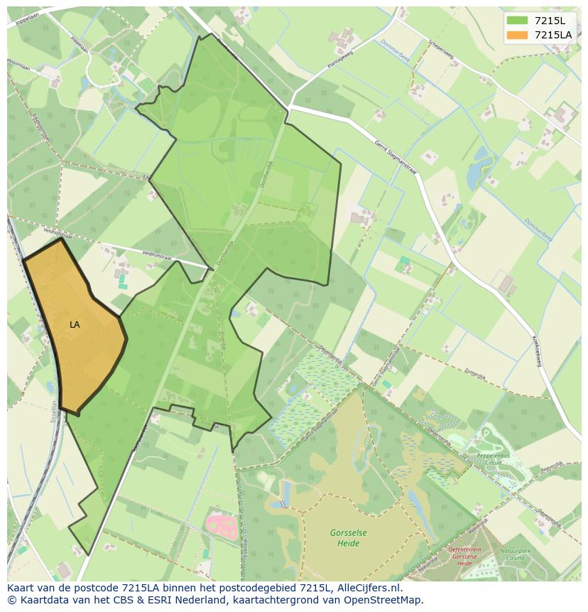 Afbeelding van het postcodegebied 7215 LA op de kaart.