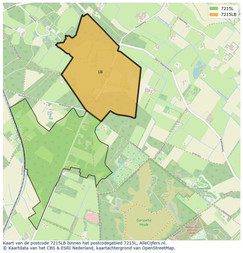 Afbeelding van het postcodegebied 7215 LB op de kaart.