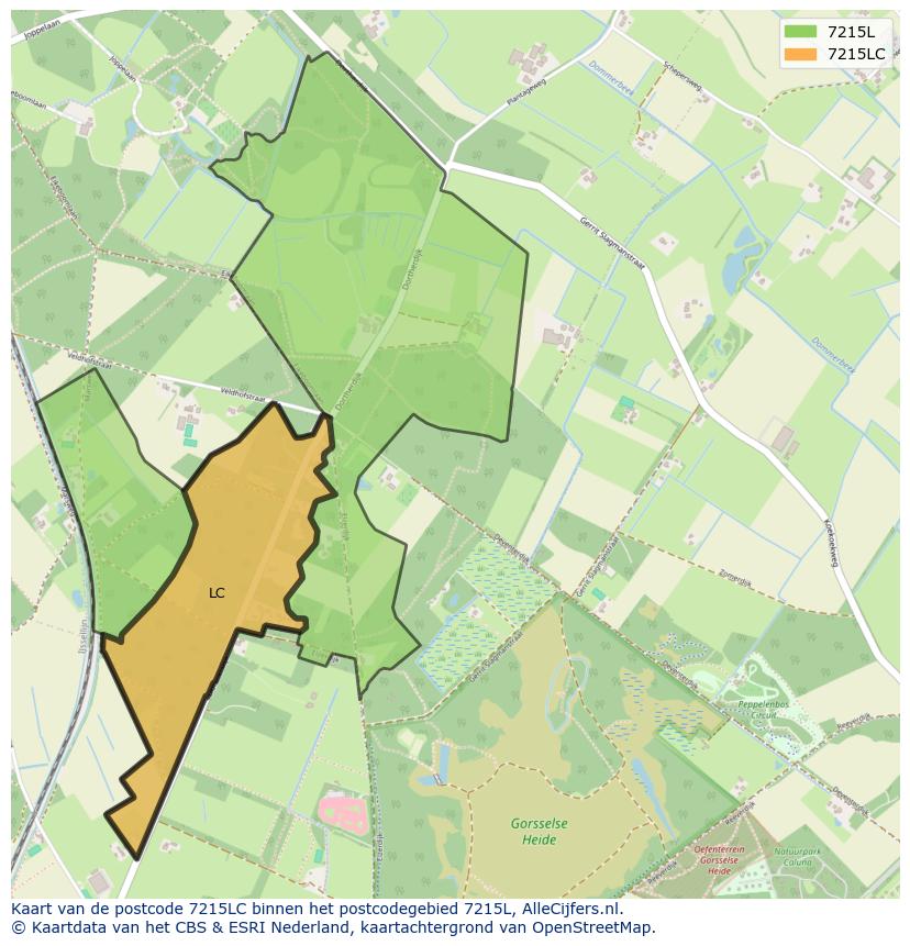 Afbeelding van het postcodegebied 7215 LC op de kaart.