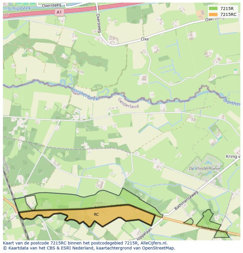 Afbeelding van het postcodegebied 7215 RC op de kaart.