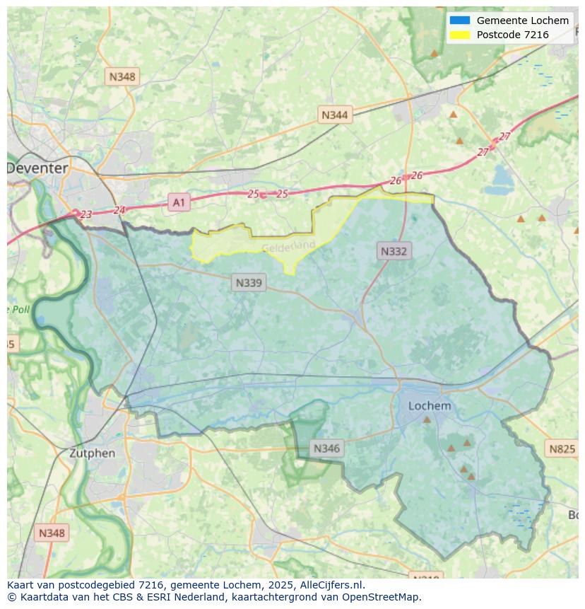 Afbeelding van het postcodegebied 7216 op de kaart.