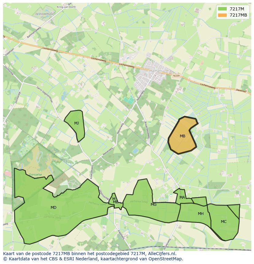 Afbeelding van het postcodegebied 7217 MB op de kaart.