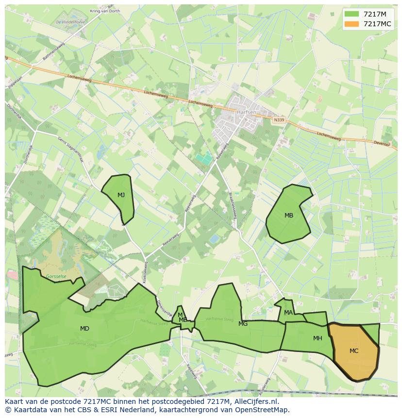 Afbeelding van het postcodegebied 7217 MC op de kaart.