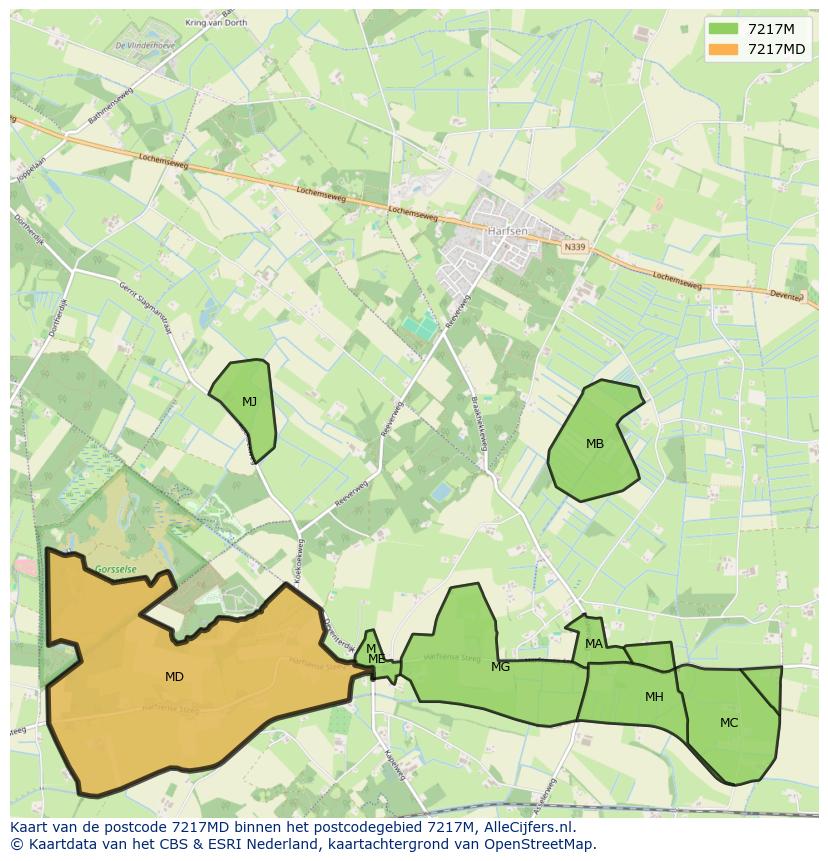 Afbeelding van het postcodegebied 7217 MD op de kaart.