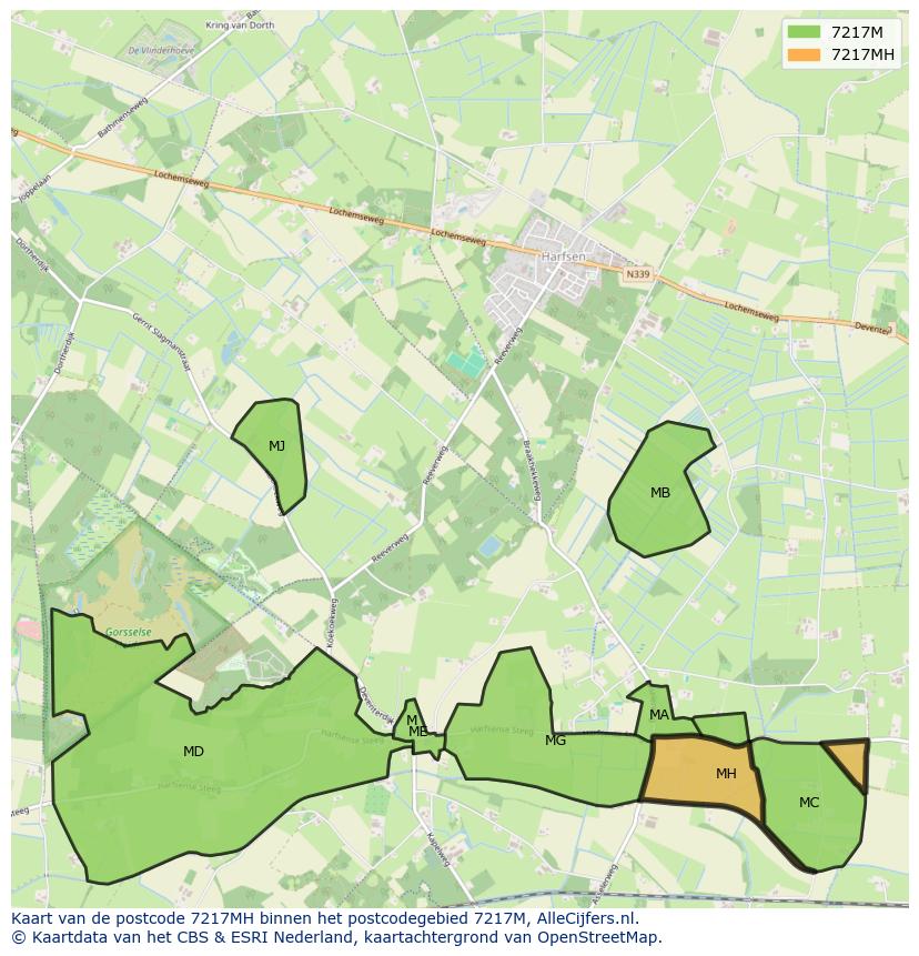 Afbeelding van het postcodegebied 7217 MH op de kaart.