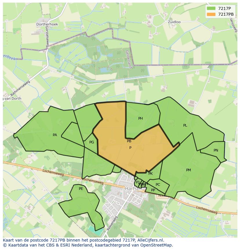 Afbeelding van het postcodegebied 7217 PB op de kaart.