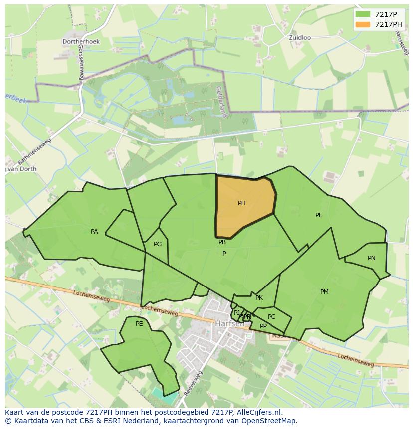 Afbeelding van het postcodegebied 7217 PH op de kaart.