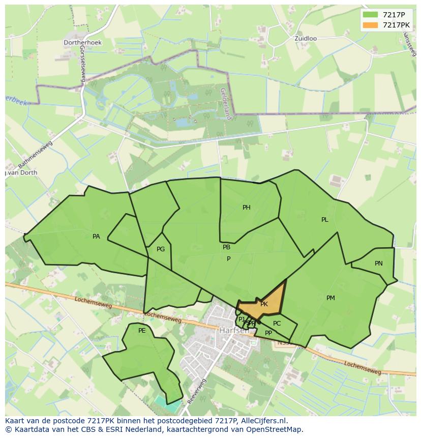 Afbeelding van het postcodegebied 7217 PK op de kaart.