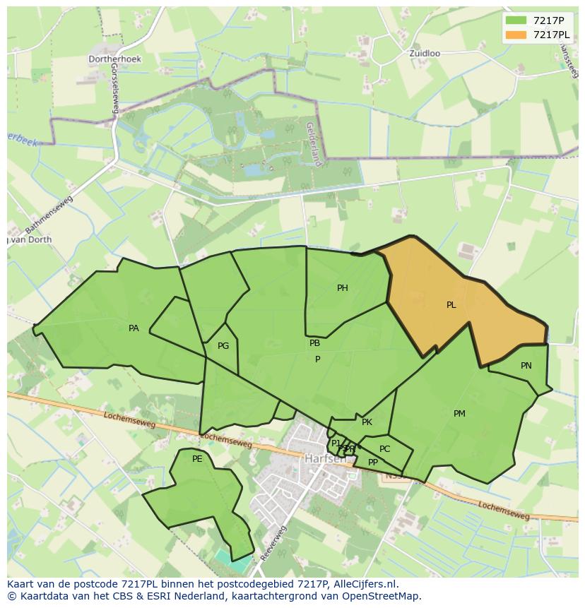 Afbeelding van het postcodegebied 7217 PL op de kaart.