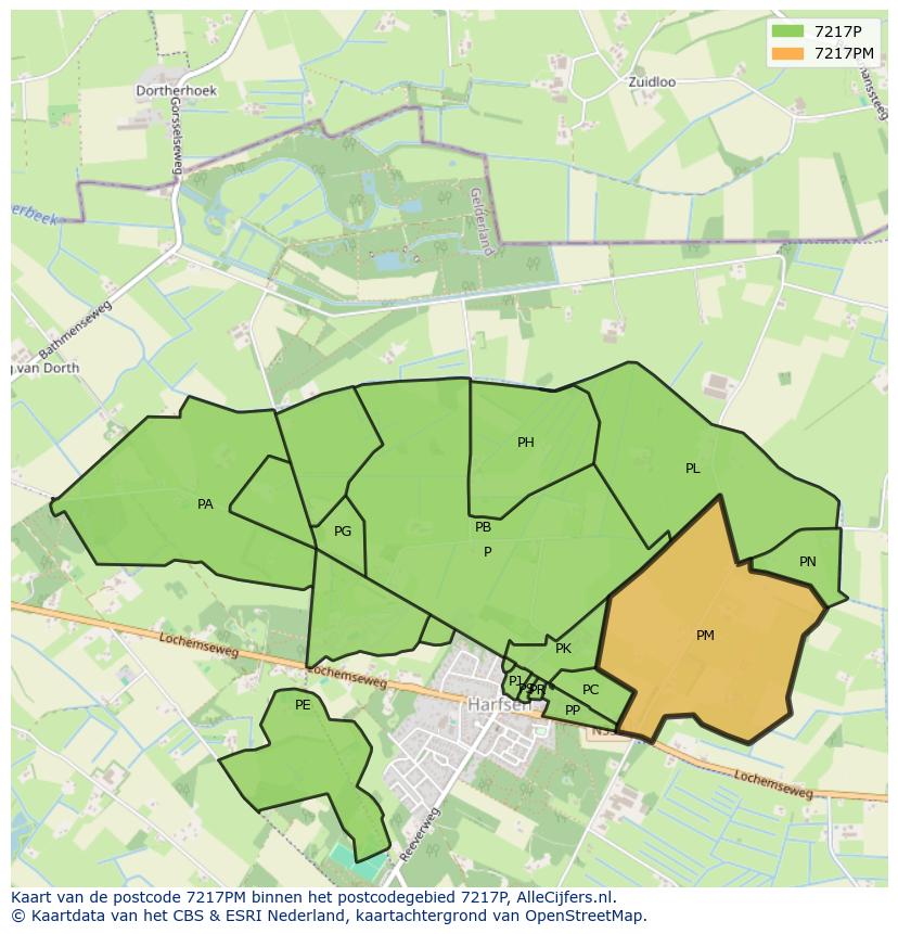 Afbeelding van het postcodegebied 7217 PM op de kaart.