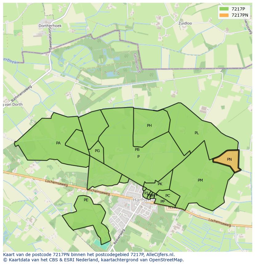 Afbeelding van het postcodegebied 7217 PN op de kaart.