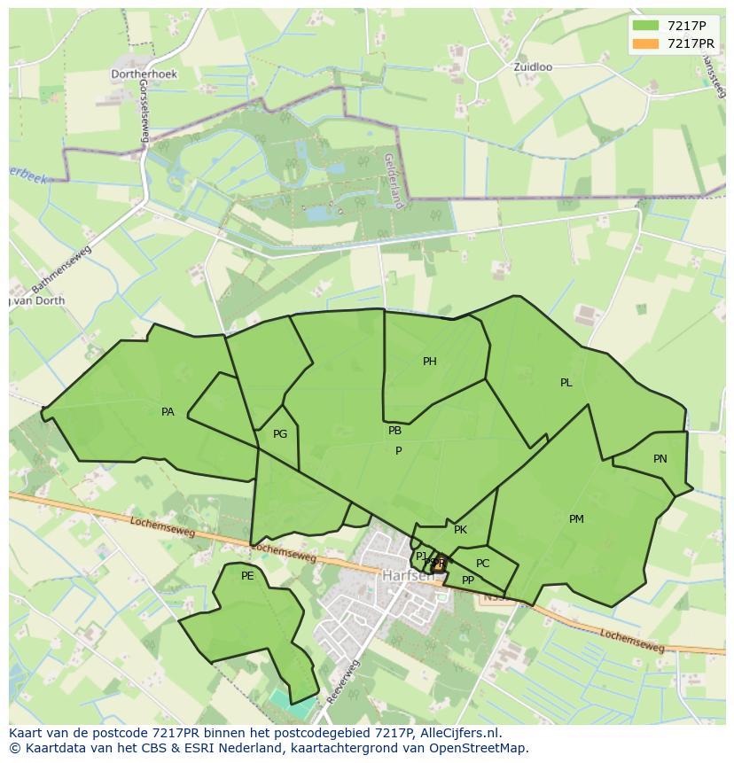Afbeelding van het postcodegebied 7217 PR op de kaart.