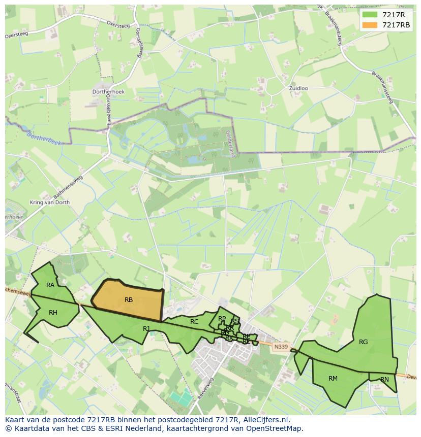 Afbeelding van het postcodegebied 7217 RB op de kaart.