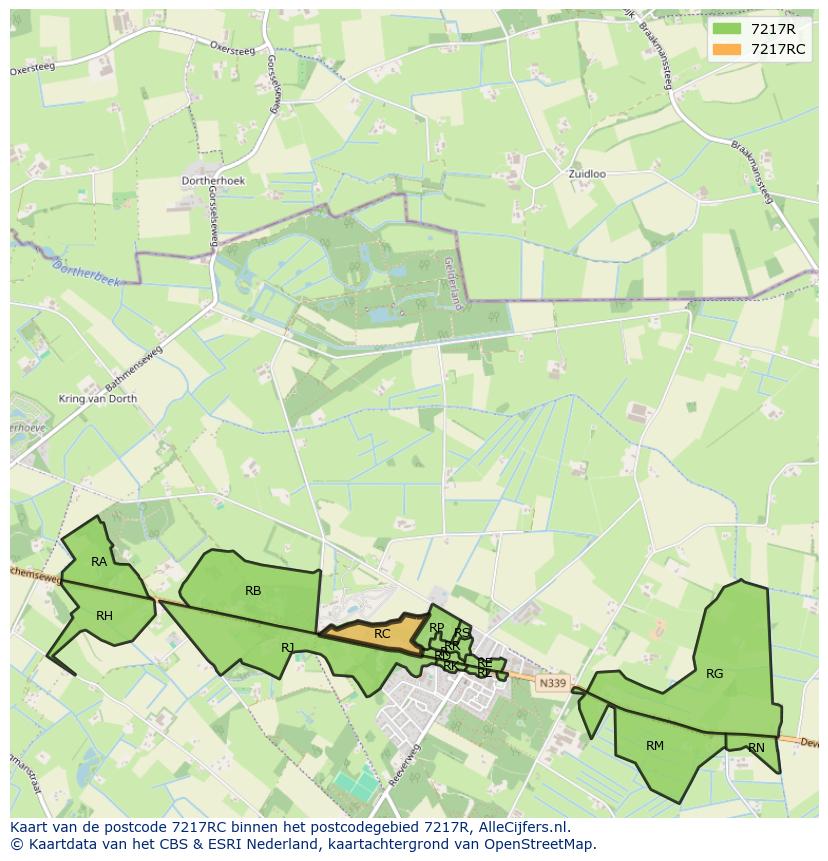 Afbeelding van het postcodegebied 7217 RC op de kaart.