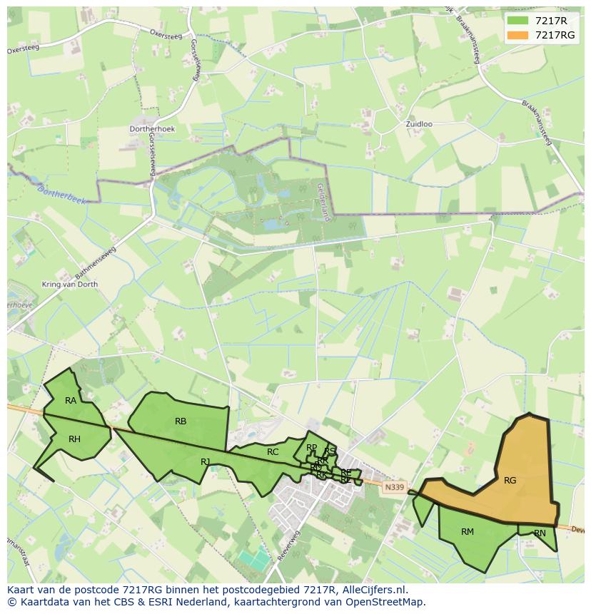Afbeelding van het postcodegebied 7217 RG op de kaart.