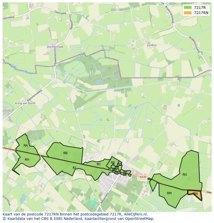 Afbeelding van het postcodegebied 7217 RN op de kaart.