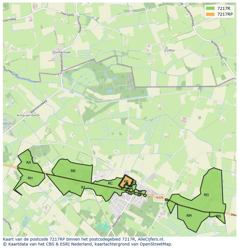 Afbeelding van het postcodegebied 7217 RP op de kaart.
