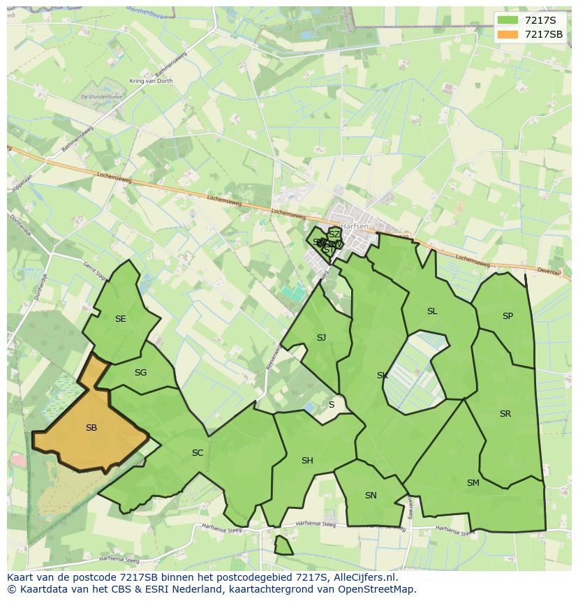 Afbeelding van het postcodegebied 7217 SB op de kaart.