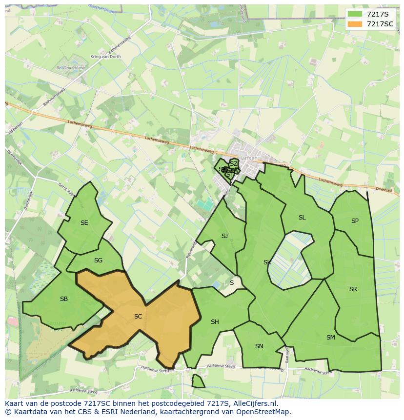 Afbeelding van het postcodegebied 7217 SC op de kaart.