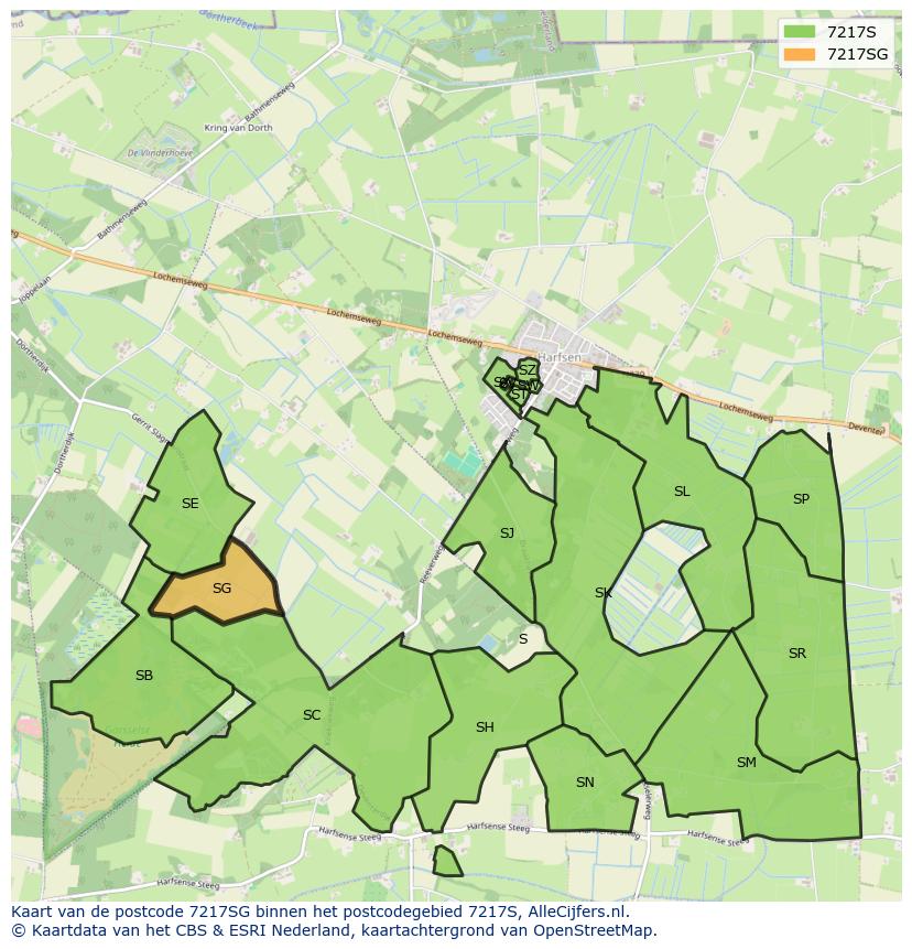 Afbeelding van het postcodegebied 7217 SG op de kaart.
