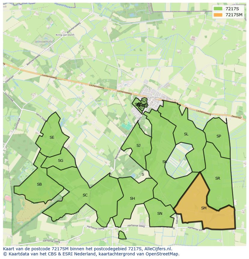 Afbeelding van het postcodegebied 7217 SM op de kaart.