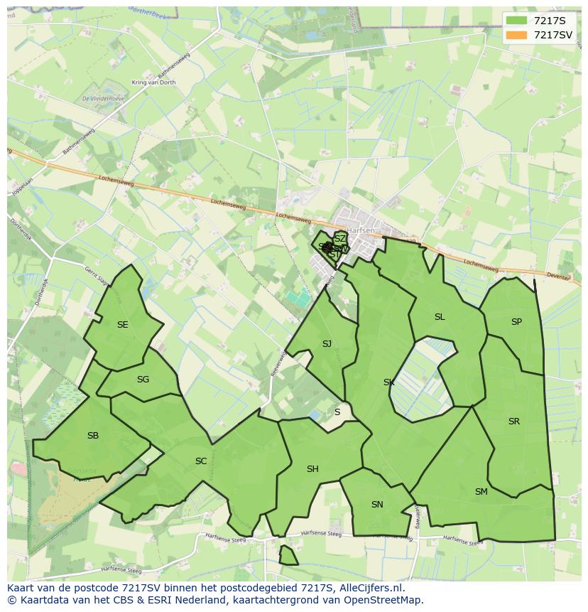 Afbeelding van het postcodegebied 7217 SV op de kaart.