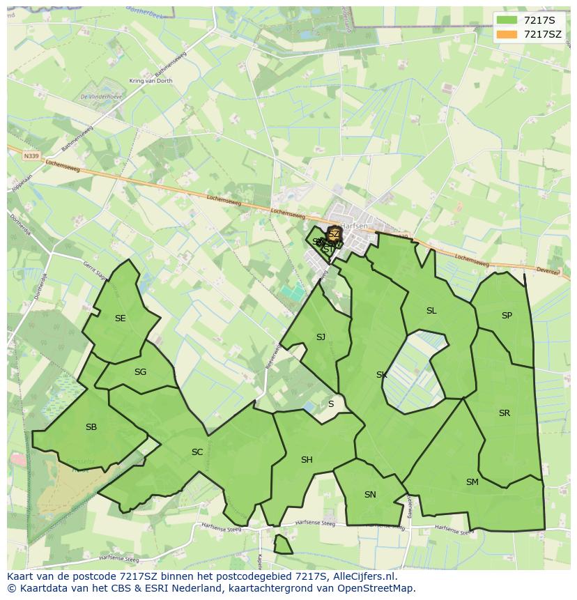 Afbeelding van het postcodegebied 7217 SZ op de kaart.