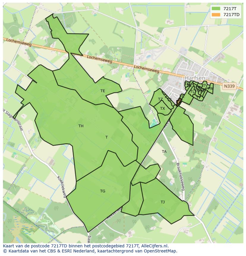 Afbeelding van het postcodegebied 7217 TD op de kaart.