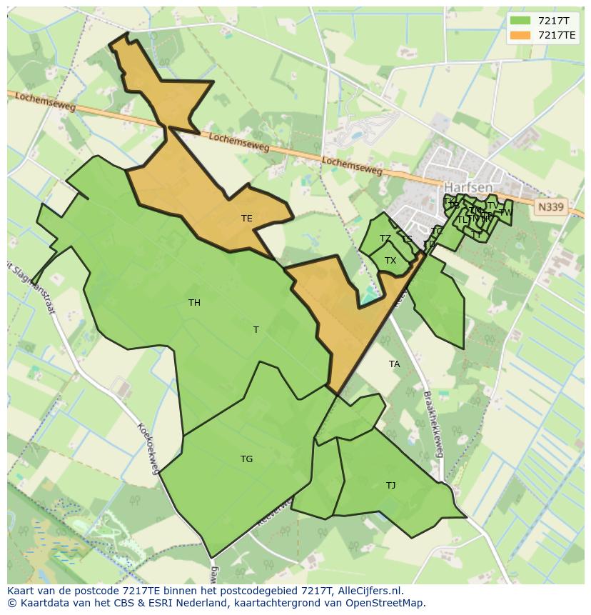 Afbeelding van het postcodegebied 7217 TE op de kaart.