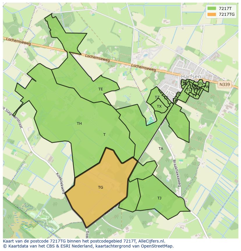 Afbeelding van het postcodegebied 7217 TG op de kaart.