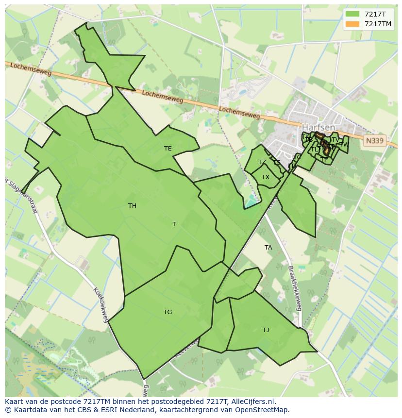 Afbeelding van het postcodegebied 7217 TM op de kaart.