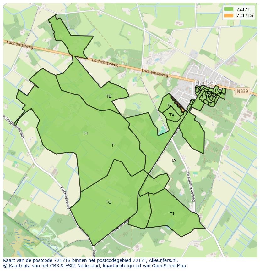 Afbeelding van het postcodegebied 7217 TS op de kaart.
