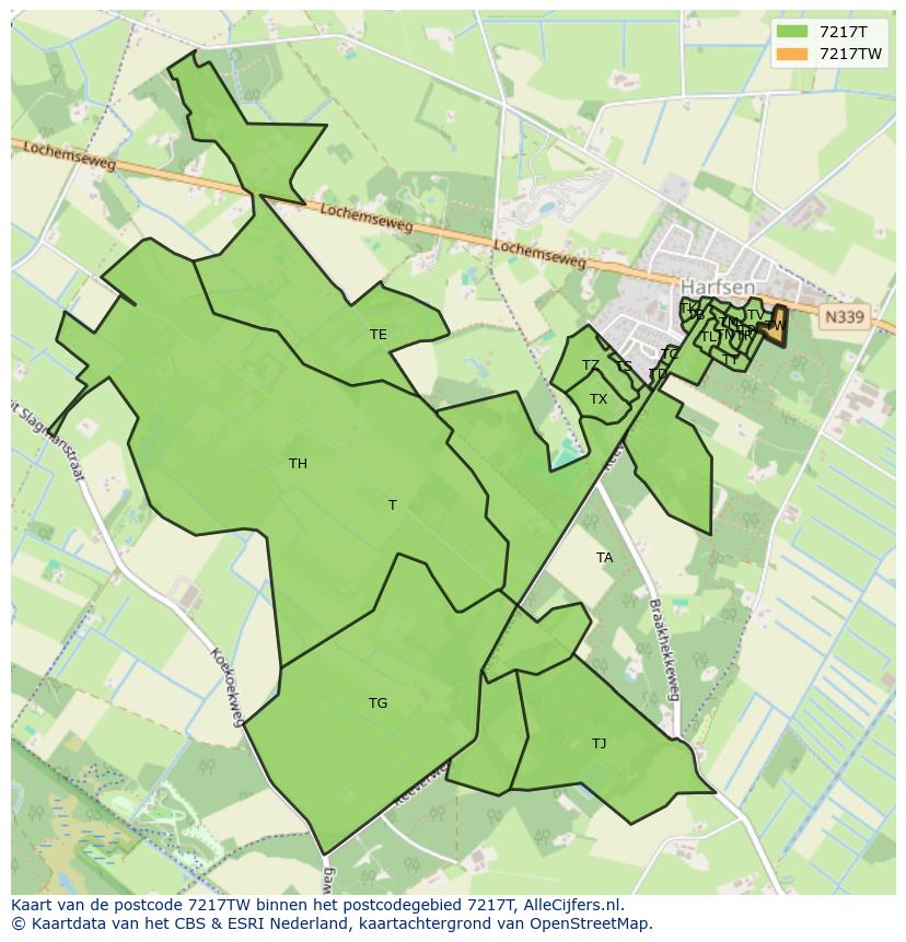 Afbeelding van het postcodegebied 7217 TW op de kaart.