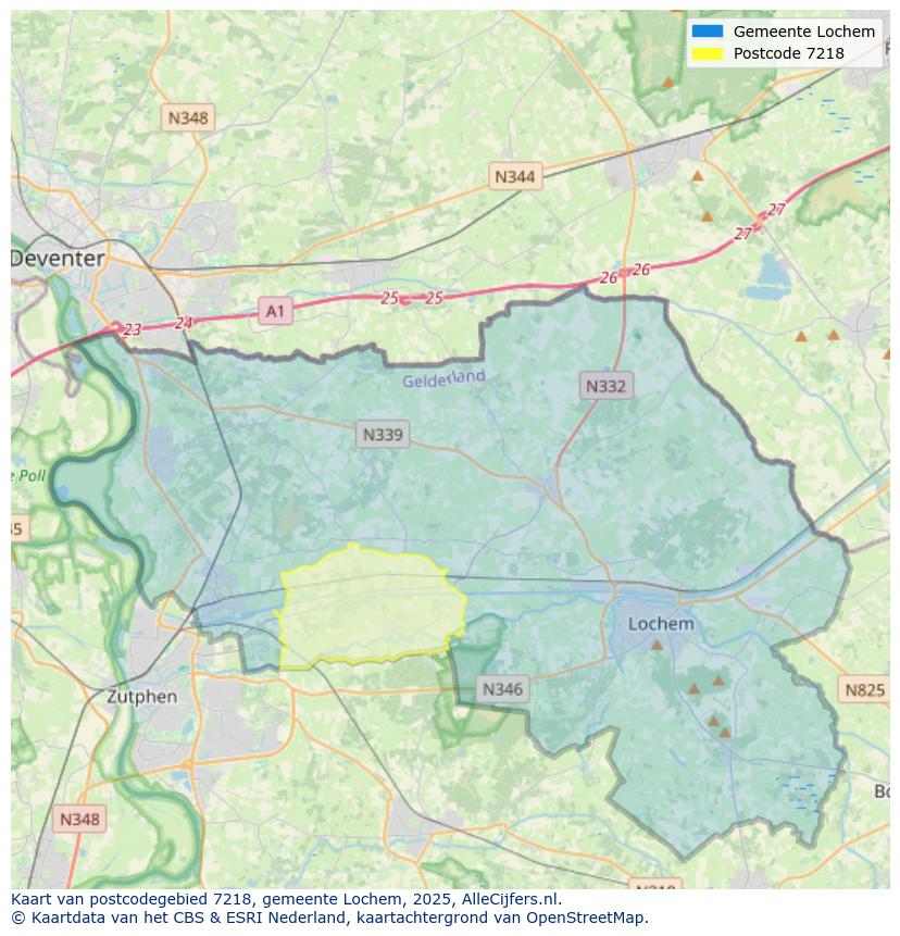 Afbeelding van het postcodegebied 7218 op de kaart.