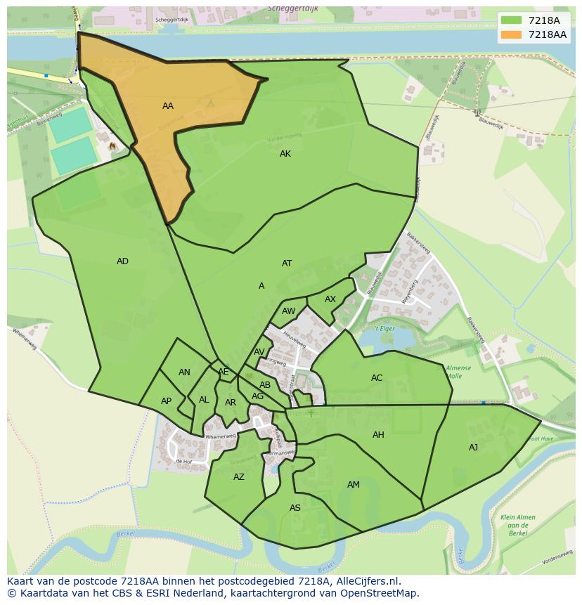Afbeelding van het postcodegebied 7218 AA op de kaart.