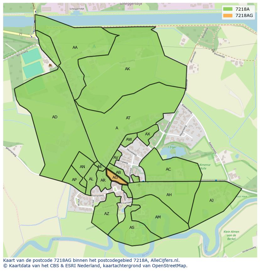 Afbeelding van het postcodegebied 7218 AG op de kaart.