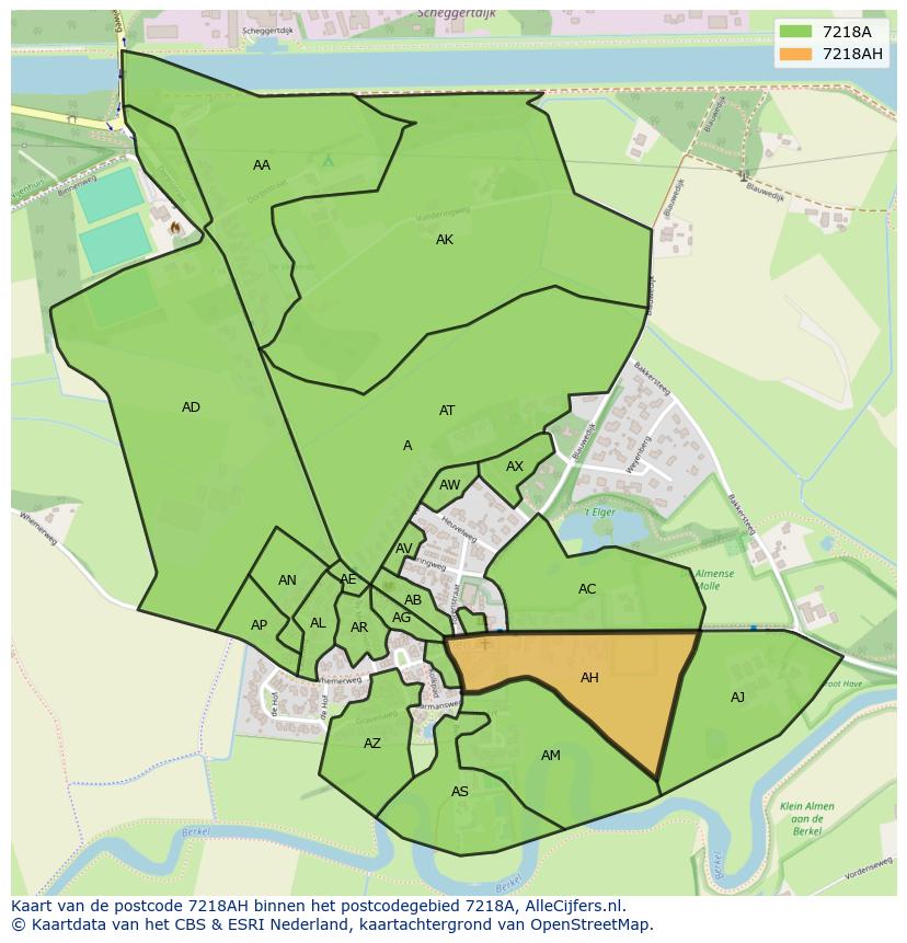 Afbeelding van het postcodegebied 7218 AH op de kaart.