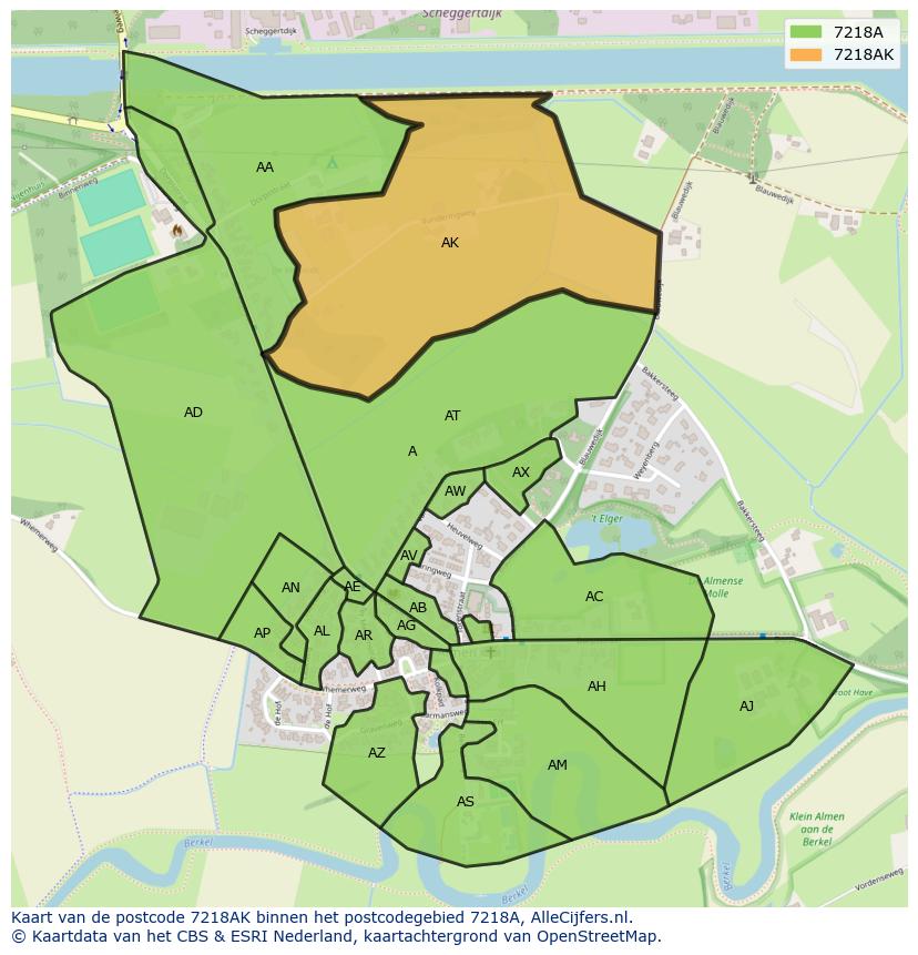 Afbeelding van het postcodegebied 7218 AK op de kaart.