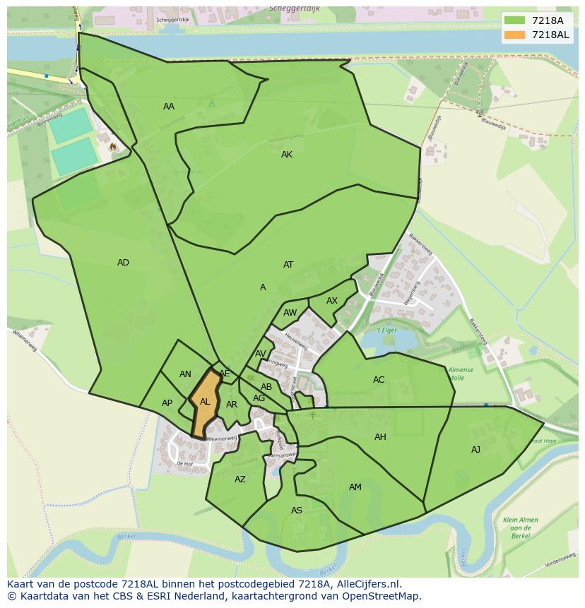 Afbeelding van het postcodegebied 7218 AL op de kaart.
