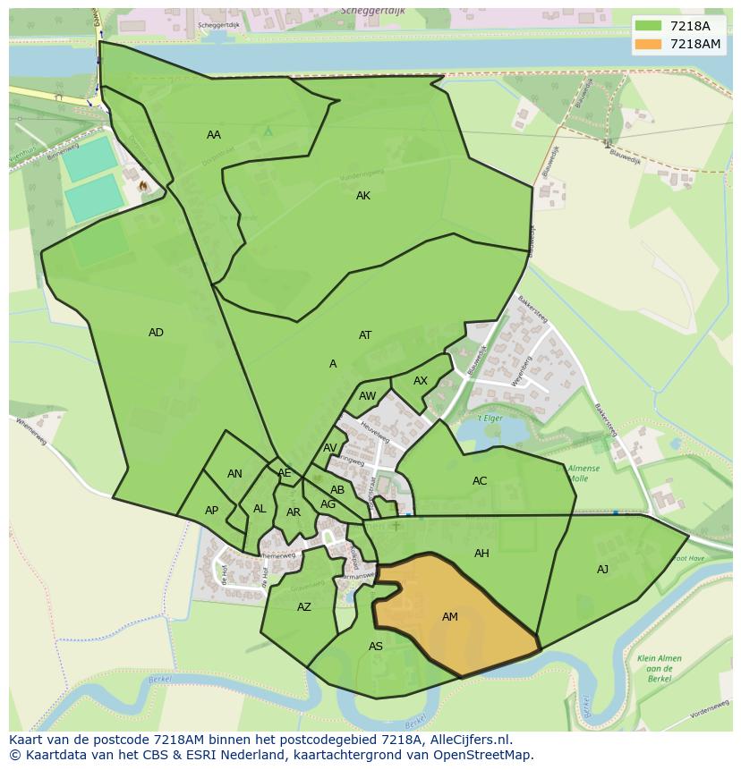 Afbeelding van het postcodegebied 7218 AM op de kaart.