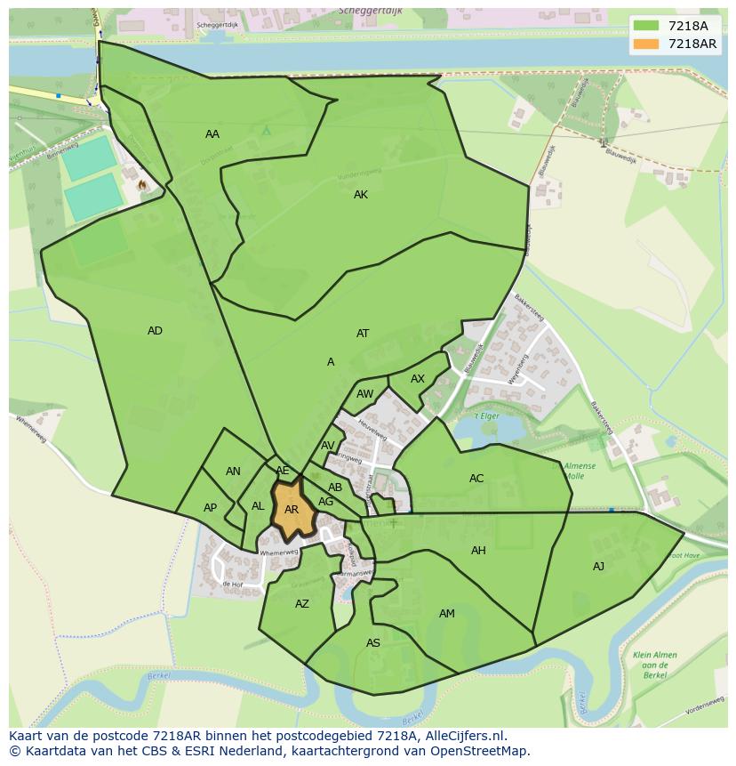 Afbeelding van het postcodegebied 7218 AR op de kaart.