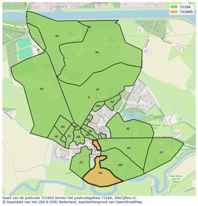Afbeelding van het postcodegebied 7218 AS op de kaart.