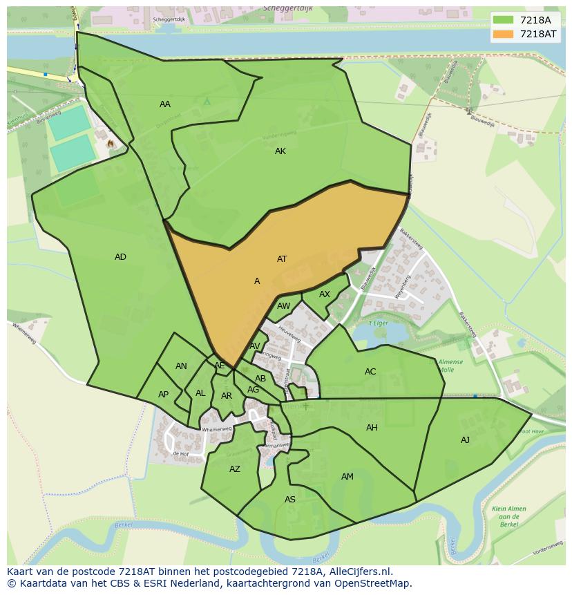 Afbeelding van het postcodegebied 7218 AT op de kaart.