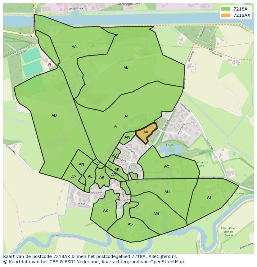 Afbeelding van het postcodegebied 7218 AX op de kaart.