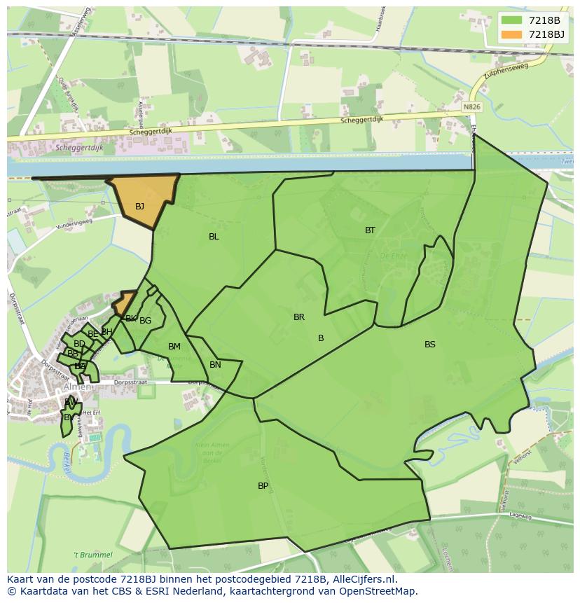 Afbeelding van het postcodegebied 7218 BJ op de kaart.