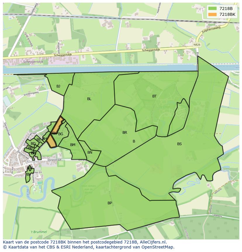 Afbeelding van het postcodegebied 7218 BK op de kaart.