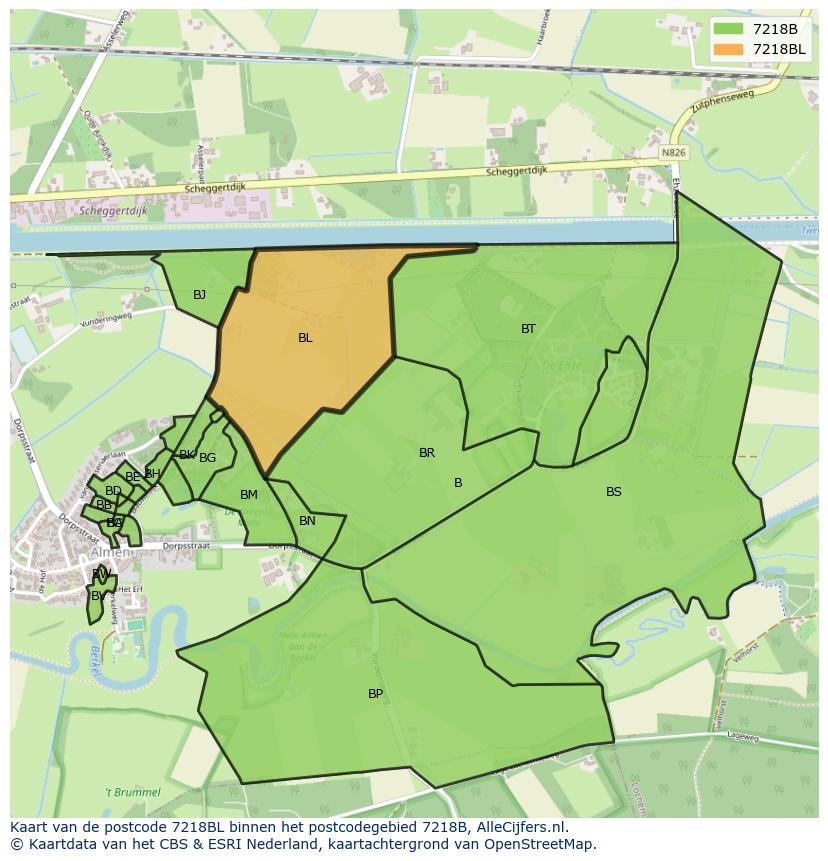 Afbeelding van het postcodegebied 7218 BL op de kaart.