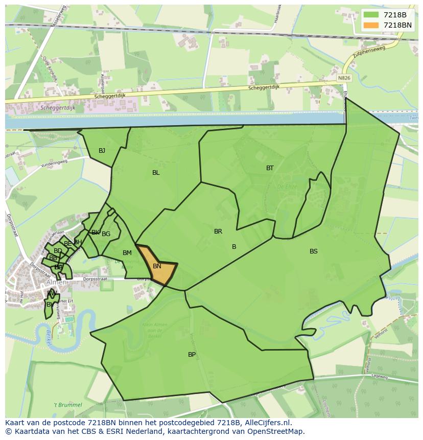 Afbeelding van het postcodegebied 7218 BN op de kaart.
