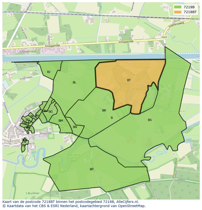 Afbeelding van het postcodegebied 7218 BT op de kaart.