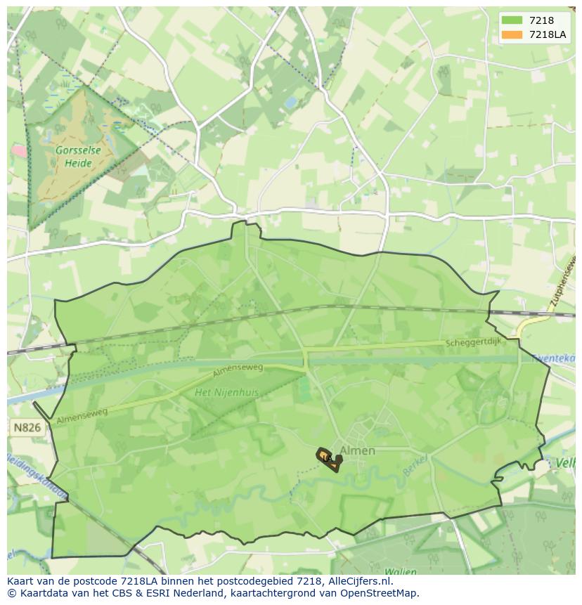 Afbeelding van het postcodegebied 7218 LA op de kaart.